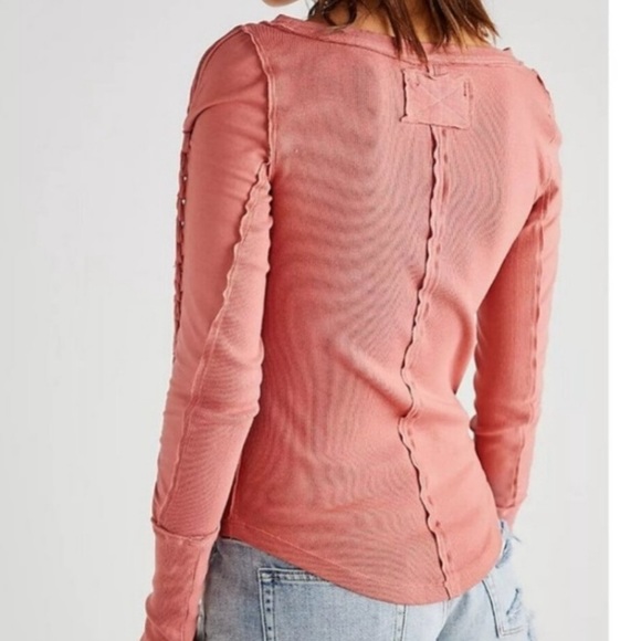 FREE PEOPLE DAISY CHAIN LONG SLEEVE ROSE PINK TOP EXTRA LARGE - Picture 5 of 6